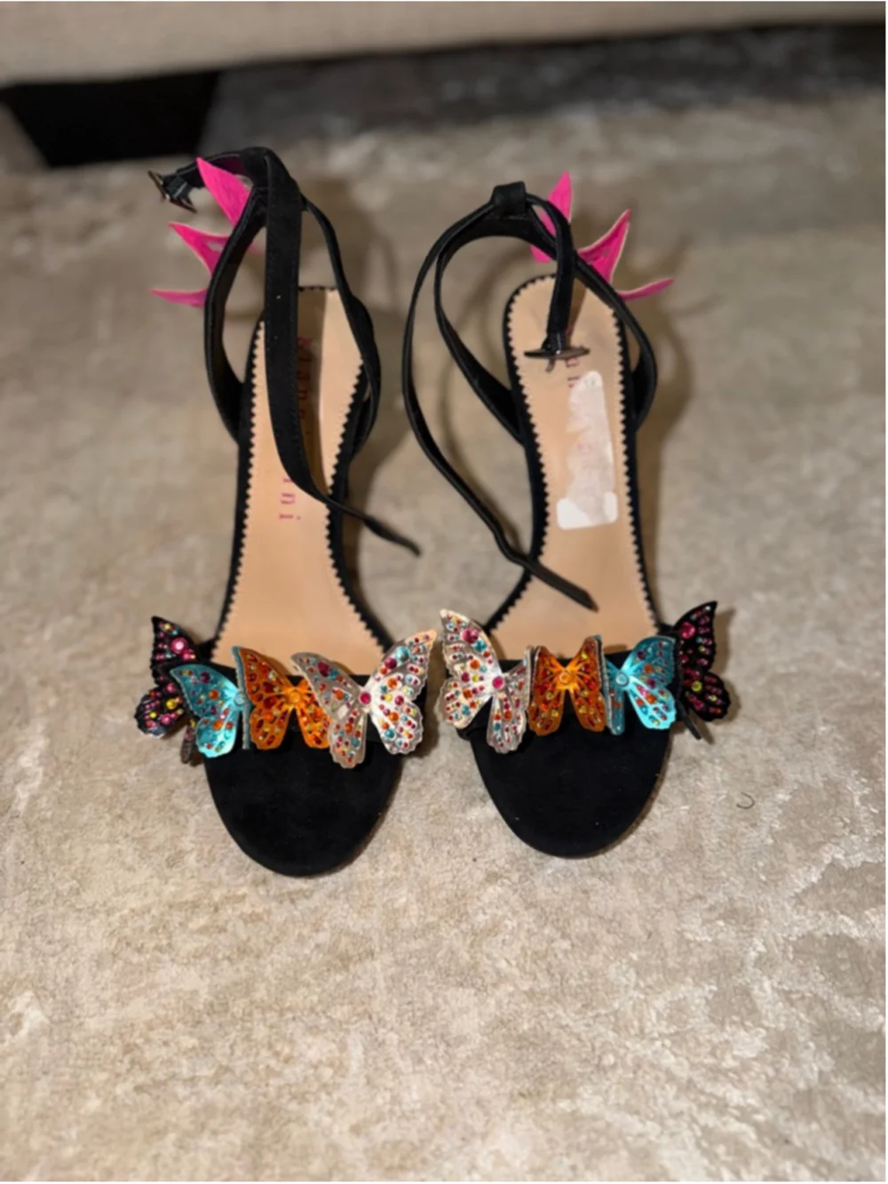 Gianni Bini Black Butterfly Embellished Heels Size 8 NWOT